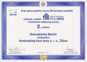 Kontrakting Drevostavba roka - 2016 Martin